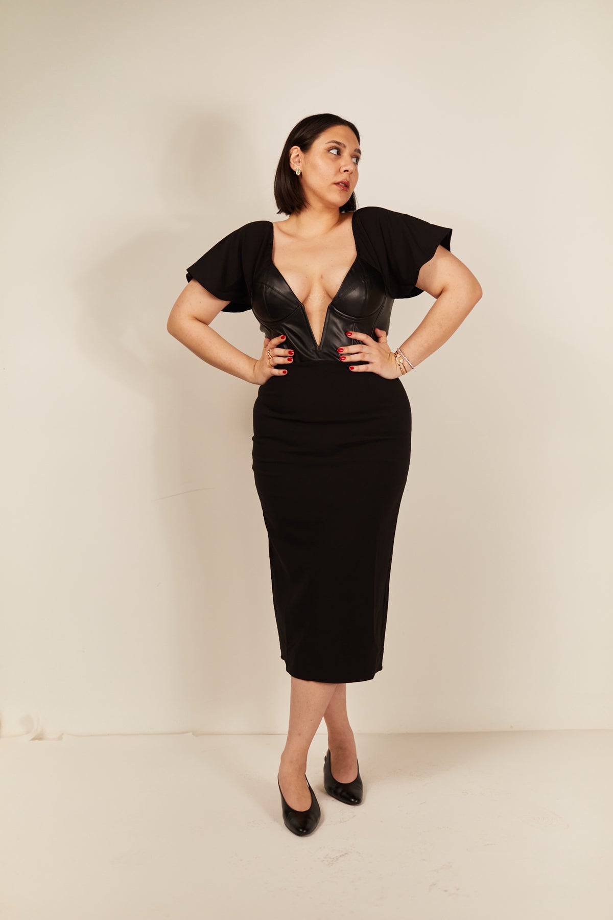 Black Leather Corset Dress