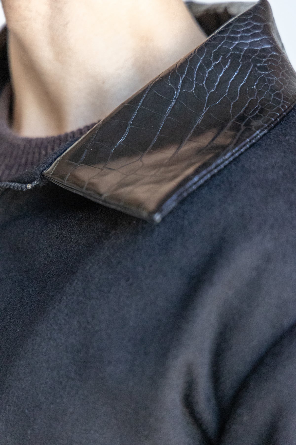 Black Leather Pocket Casual Jacket for Men