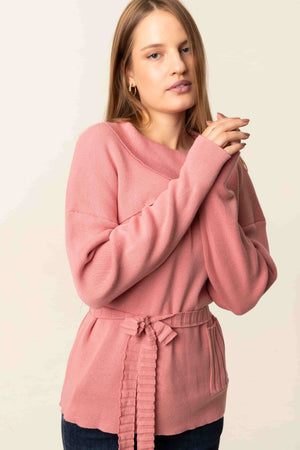Light Pink Tied Waist Sweater